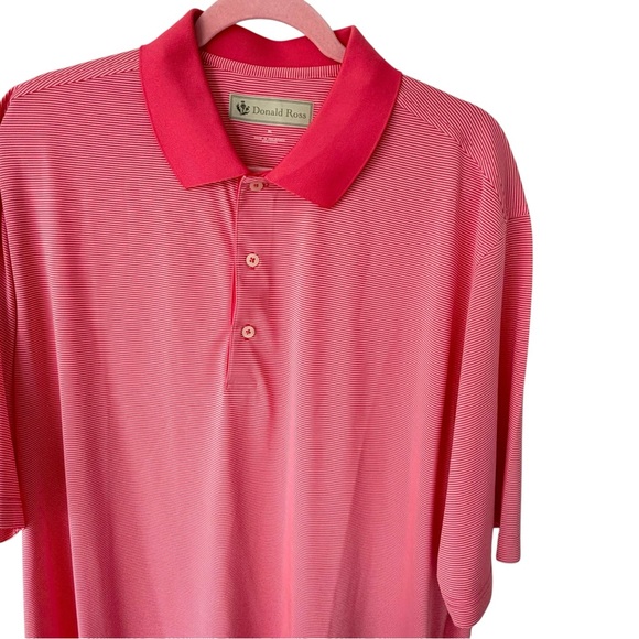 Donald Ross Sport Golf Polo XL Pink Micro Stripe Performance Shirt - Picture 3 of 8